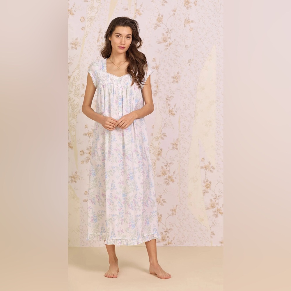Eileen West Lupine Garden Cotton "Jenna" Cap Sleeve Nightgown size S sold out